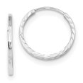 thumbnail image 1 of 14K White Gold Diamond Cut Square Tube Endless Hoop Earrings, 1 of 2