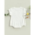 thumbnail image 4 of Faithtur Newborn Baby Summer Romper, Casual Short Sleeve Round Neck Solid Color Loose Bodysuit, 4 of 8
