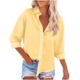 thumbnail image 1 of Timegard Chemises Boutonnées pour Femmes en Coton et Lin, Blouse à Col à Revers, Légère, Automne, Décontractée, Ample, 1 of 5