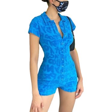 Combinaison Courte en Tricot Y2k pour Femmes, Manches Courtes, Moulante, Barboteuse, Grenouillère, Salopette