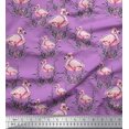 thumbnail image 1 of Soimoi Purple Poly Georgette Fabric Grass & Flamingo Bird Print Fabric by Yard 52 Inch Wide, 1 of 3