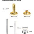 thumbnail image 2 of 200 Sets Leather Rivets 12 x 8mm Metal Double Cap Rivet Snaps Studs Fasteners with 3pcs Setting Tools Rivets for Leather Craft DIY Repair Decoration, Gold Tone, 2 of 7