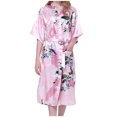 thumbnail image 1 of Penkiiy Peignoirs en Soie Simulée pour Femmes Peignoirs pour Femmes Kimono Paon Longue Robe de Chambre Robe Japonaise Robe m Rose, 1 of 5