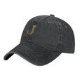 thumbnail image 3 of ZICANCN Casquette de Baseball Ajustable pour Femmes, Casquettes Motif Alphabet J pour Hommes Adultes en Denim de Coton Lavé Mode, Noir, 3 of 6