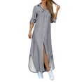 thumbnail image 1 of 2025 Robe Décontractée pour Femmes à Revers avec Boutons, Robe Chemise Fendue pour Femmes, Robe pour Femmes, Robes d'Automne Décontractées pour Femmes, Robe Portefeuille Décontractée pour Femmes, Robes d'Été Décontractées pour, 1 of 7