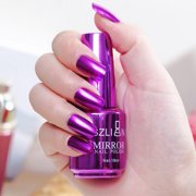 HLONK 1Pc 18ml Metallic Nail Polish  Mirror Effect Chrome Nail Art Polish Varnish 12Colors