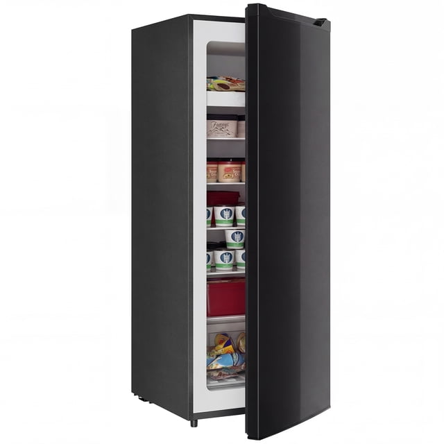 HOMCOM 7.0 Cu.Ft Upright Freezer, Compact Stand Up Freezer for Home, Black