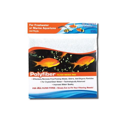 Penn-Plax Penn Plax Coussinet en Fibre de Poly Coupe pour s'Adapter, un Média-Filtre en Fibre de Poly de 30 Pouces par 18 Pouces Multicolore pour Filtres d'Aquarium, Conçu pour Enlever les Déchets Qui Flottent Librement et les Particules Organiques Tout en Améliorant la Clarté et la Qualité de l'Eau dans les aquariums et Étangs d'Eau Douce Ou Marins, Montré dans l'Emballage avec des images de Poissons orange.