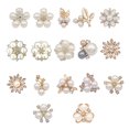 thumbnail image 3 of 2 Pieces Hairpin Headdress Flat Back Non-perforated Design Shiny Rhinestones Beautiful Pearl Flower Buckle for Dancing Party Type 6, 3 of 7