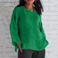 thumbnail image 2 of Tnhcen Chemise Décontractée pour Femme en Mélange Coton-Lin d'Automne à Col Rond, Manches 3/4 - Grande Taille, Hauts d'Automne Confortables P-5TG, 2 of 6