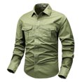 thumbnail image 1 of RXIRUCGD Cardigan Blouse Mode Décontractée pour Hommes Col Rabattu Poches Boutons, Vert Armée, Taille : 2TG, 1 of 6