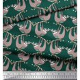 thumbnail image 3 of Soimoi Crepe Silk Fabric Feather,Branch & Sloth Cartoon Printed Craft Fabric by The Yard 42 Inch Wide, 3 of 3