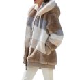 thumbnail image 2 of FOCUSNORM Women Contrast Color Hooded Coat Long Sleeve Zip-up Plush Tops, 2 of 4