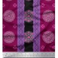 thumbnail image 1 of Soimoi Rayon Crepe Fabric Stripe & Mandala Decorative Print Sewing Fabric Yard 46 Inch Wide, 1 of 3