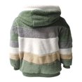 thumbnail image 4 of Women Fuzzy Fleece Hooded Coat Open Front Color Block Fluffy Hoodies Jacket Outwear with Pockets, 4 of 4