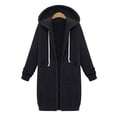 thumbnail image 4 of drppepioner Veste Unie pour Femme avec Doublure en Molleton, Poche, Capuchon, Fermeture Éclair, Chandail Mi-Long, 4 of 8