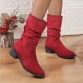 thumbnail image 2 of WEAIXIMIUNG Bottes-Chaussettes Femme Bottes Mode Automne et Hiver en Suède Mi-Mollet Bottes Confortables au Tempérament, 2 of 7
