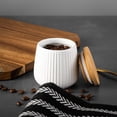 thumbnail image 2 of Thyme & Table, Small Ceramic Ribbed Kitchen Organization Canister with Bamboo Lid, White, 2 of 5