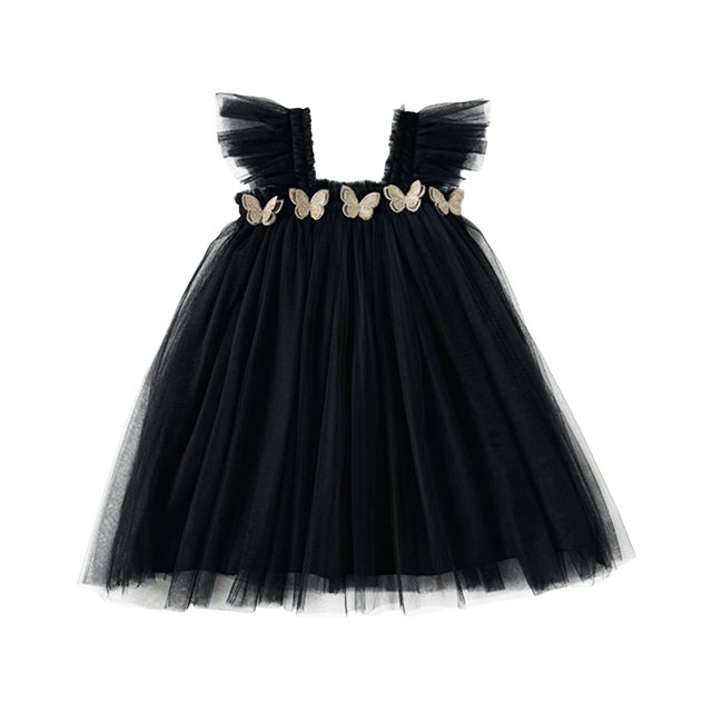 MHFRRA Robe de Printemps pour Filles Robe de Fête à Manches Volantes pour Tout-Petits Robe de Fête Dansante Vêtements 2-3 Ans