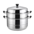 thumbnail image 1 of SUS560-3 Thick Stainless Steel Three-layer Steamer Cookware Stainless Steel Multicooker with 2 Perforated Steel Insert, 1 of 7