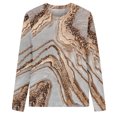 thumbnail image 3 of IROINID Économies Hauts à Manches Longues pour Femmes Détente Col Rond Haut Imprimé T-Shirt Blouse, Kaki, 3 of 3