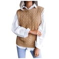 thumbnail image 1 of Kcodviy Women Autumn and Winter Cable Knit Coat Solid Color Round Neck Cardigan Sweaters for Women with Buttons Knit Sweater Vest Cable Felted Wool Cardigan Knitted Sleeveless Checked Knitwear Tanks, 1 of 7