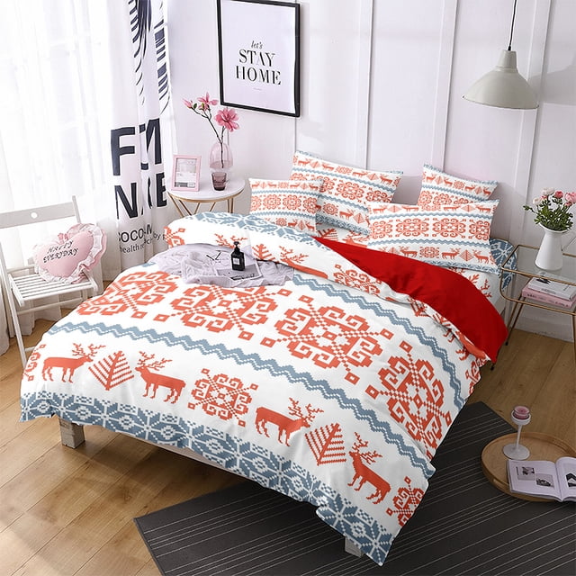 Innerwin Quilt Sets Printed Coverlet Set 3 Pieces Christmas Comforter Bedspread Lightweight Microfiber Breathable Ultra Soft Decor Style M Full