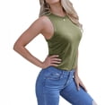 thumbnail image 1 of QUINDOS 2025 Débardeurs pour Femmes Été Vert Basique Mode Décontracté Sans Manches Col Rond Hauts Chemisiers Gilet Camisoles pour Femmes, 1 of 7