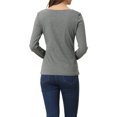 thumbnail image 3 of INSPIRE CHIC Hauts pour Femmes Col Rond devant Torsadé Manches Longues Blouses Décontractées TP Gris Foncé, 3 of 5