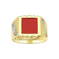 thumbnail image 1 of RYLOS Men's Rings Yellow Gold Plated Silver Designer Ring With Diamonds and Red Quartz Rings For Men Size 8, 1 of 6