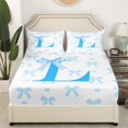 thumbnail image 3 of Erosebridal Initial L Letter Sheet Set Full, Blue Ribbon Full Sheet Sets, Chic Monogrammed Bedding Sets Full Size, Microfiber Bedroom Decor, 4pcs, 3 of 7