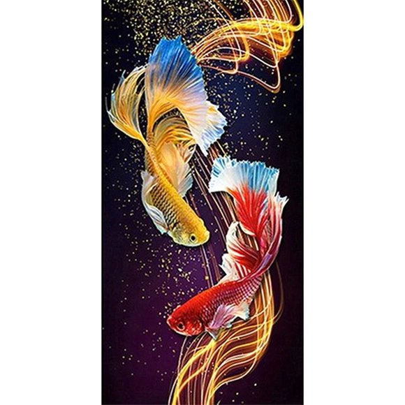 1pc Abstract Koi Canvas Painting Wall Art Fish Posters And Prints Carp Pictures For Living Room Decor Cuadros50 x 100 cm (without frame),6