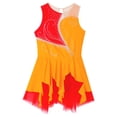 thumbnail image 4 of Jhaoyu Robe de Patinage à Glace Sans Manches pour Filles avec Strass Scintillants Robe de Danse Orange 12, 4 of 7