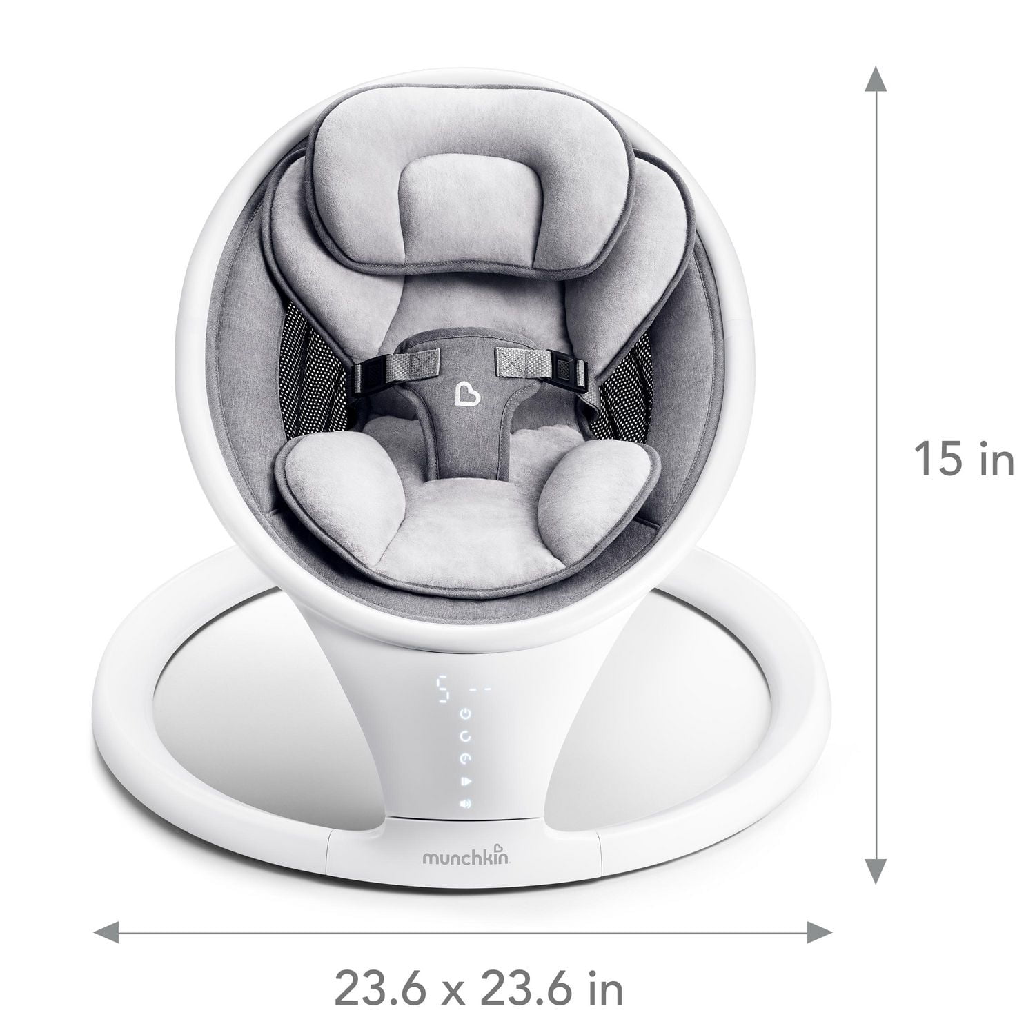 Munchkin Balançoire pour bébé légère compatible Bluetooth avec balancement naturel dans 5 gammes de mouvement, télécommande incluse