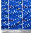 thumbnail image 1 of Soimoi Blue Rayon Fabric Artistic Bird & Tree Printed Fabric 1 Yard 42 Inch Wide, 1 of 5