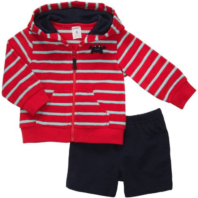 Carter's Ensemble de Cardigan Rapide et Mignon pour Bébés Garçons - Éponge Crabe à Rayures Bleu Marine et Rouge-NB