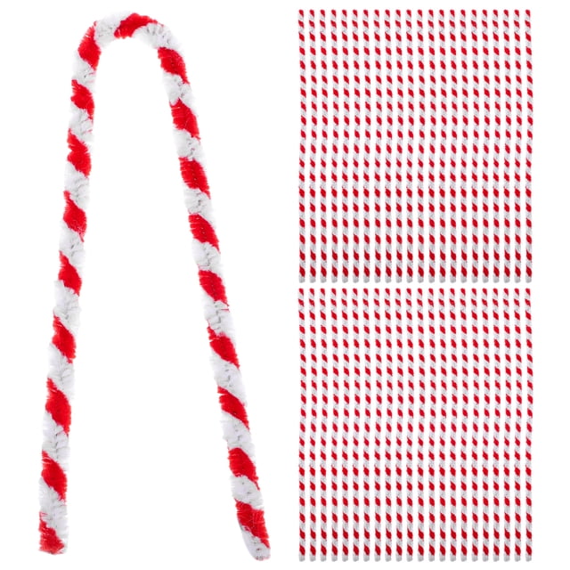 50 Pcs Tiges Chenille Bicolores Rouges et Blanches Torsadables Bâtonnets pour Enfants Cure-Pipes Enfant Tige Artisanale Fait Main Art Bricolage Matériaux Peluche Jouet Éducatif