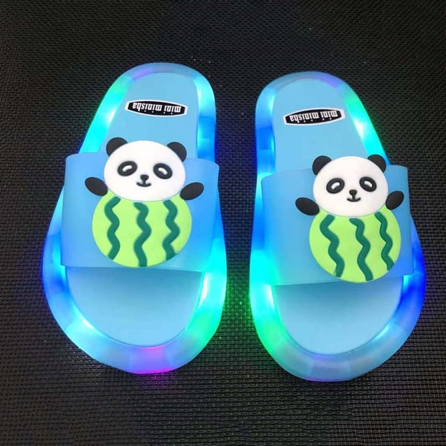 Lolmot Led Happy Slippers For Summer Childrens Cartoon Cute Sandals Shining Walking Artifact