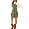 thumbnail image 4 of INSPIRE CHIC Robe Salopette Courte Trapèze pour Femme en Faux Suède avec Boutons Décoratifs S Vert Armée, 4 of 6