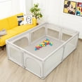 thumbnail image 3 of Gymax Baby Playpen Extra-Large Safety Baby Fence w/50 Ocean Balls Gray, 3 of 10