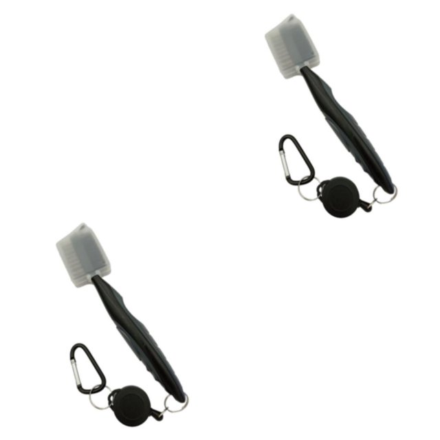 Ruiboury Golf Club Brush Portable Handheld Replacement Double-sided Ball Shoe Brushes Grey with Lid 2Set