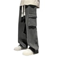 thumbnail image 2 of Styesk Men's Pants Men's Solid Color Pocket Workwear Pantscasual Straight Leg Pants, 2 of 5