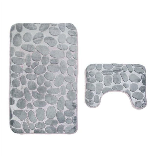 2Pcs Absorbent Memory Foam Soft Mat U-shape Bathroom Toilet