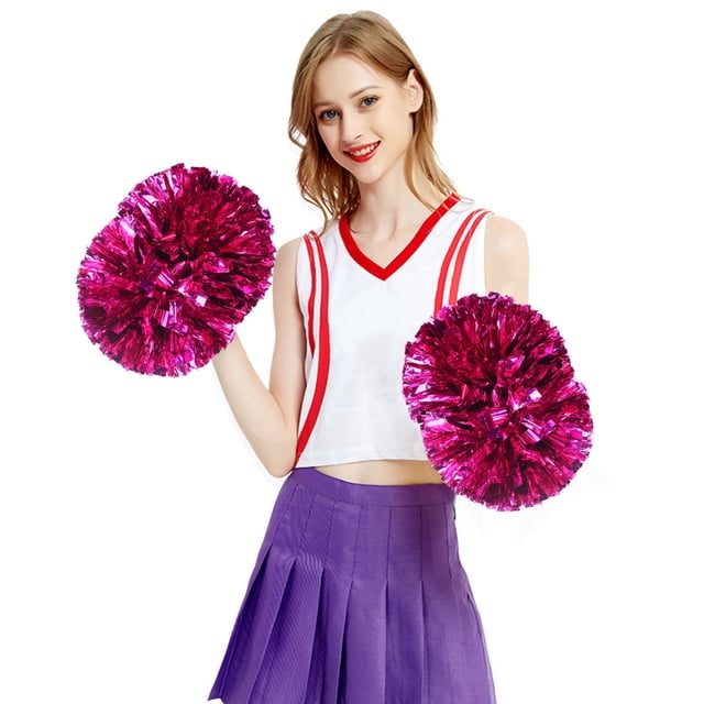 BKER Cheerleading Handheld Colorful Flower Event Sports Performance Activities Cheering Supplies with lightweight anti-slip handles and vibrant pink pom-poms. Compact design makes it ideal for cheerleading, sports events, and festive performances, serving as a motivational tool for athletes.