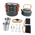 thumbnail image 2 of Quzzie 9 Pieces Camping Pot Camping Cookware Set Containing Pan Kettle Foldable Utensils Stainless Steel Aluminum Alloy Cups Portable Cooker Suitable for Outdoor Cooking Backpacking Orange, 2 of 8