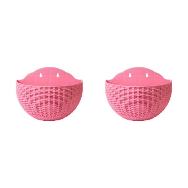 Youkk Easy To Install Double-layer Plastic Flowerpot For Walls Drainage Flower Pot Pink 2Set