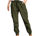 thumbnail image 1 of Clearance-Sale Legging with Pocket for Women Solid Color Plus Casual Leggings Drawstring Stretchy Low Waist Ruched Womens Pants Multiple Pocket Softy Work Pants for Women Weekly-Deals（Army Green,L）, 1 of 8