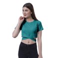 thumbnail image 2 of Moomaya Haut pour Femmes à Ourlet Croisé, Manches Courtes, Col Rond, T-Shirt, Blouse, Hauts, 2 of 6