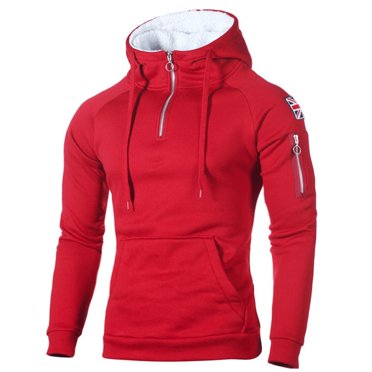 Yuyuzo Hoodies for Men Casual Long Sleeve 1/4 Zip Sweatshirts Drawstring Loose Fitted Pullover Tops