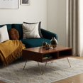 thumbnail image 2 of Simpli Home Hunter Table Basse à Plateau Relevable en Bois Massif, Brun Terre d'Ombre et Or, 2 of 14